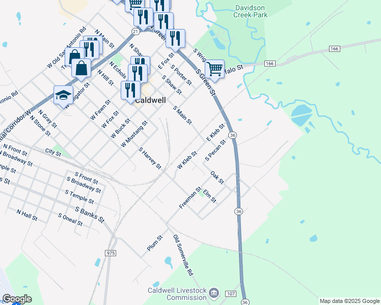 map of restaurants, bars, coffee shops, grocery stores, and more near 202 West Kleb Street in Caldwell