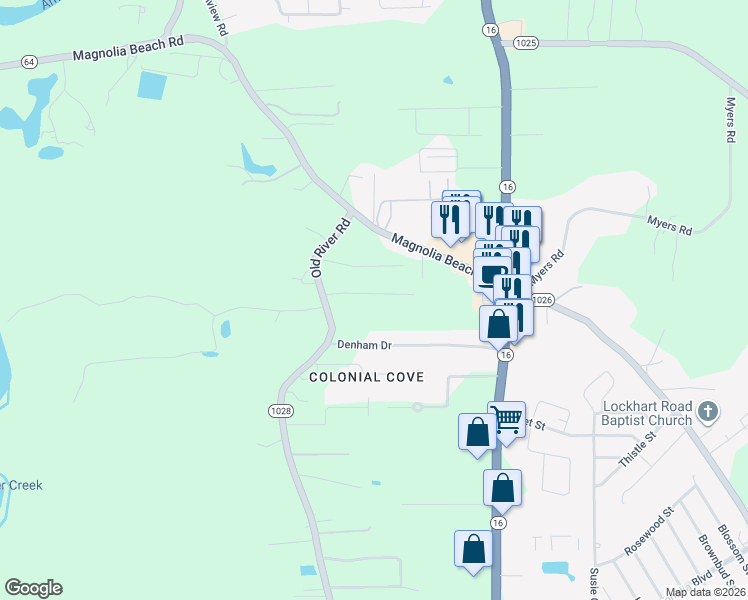 map of restaurants, bars, coffee shops, grocery stores, and more near 7573 C Carpenter Lane in Denham Springs