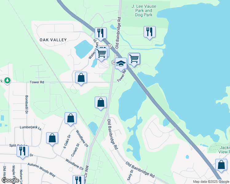 map of restaurants, bars, coffee shops, grocery stores, and more near 5463 Sombra Del Lago Drive in Tallahassee