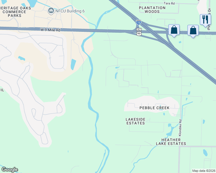 map of restaurants, bars, coffee shops, grocery stores, and more near 4444 Youpon Road in Pensacola