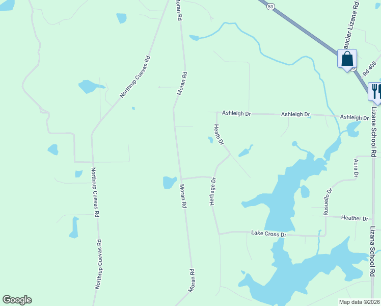 map of restaurants, bars, coffee shops, grocery stores, and more near 16543 Heath Drive in Gulfport