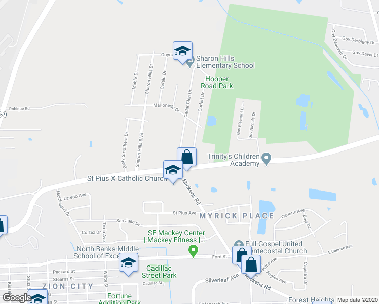 map of restaurants, bars, coffee shops, grocery stores, and more near 8743 Corlett Drive in Baton Rouge