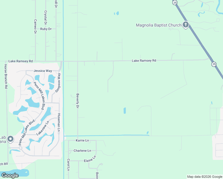 map of restaurants, bars, coffee shops, grocery stores, and more near 15488 Lake Ramsey Road in Covington