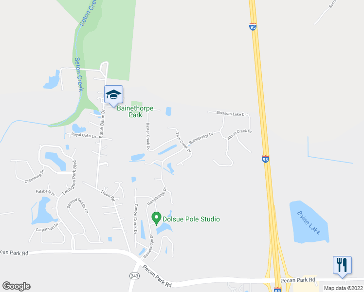 map of restaurants, bars, coffee shops, grocery stores, and more near 15804 Twin Creek Drive in Jacksonville