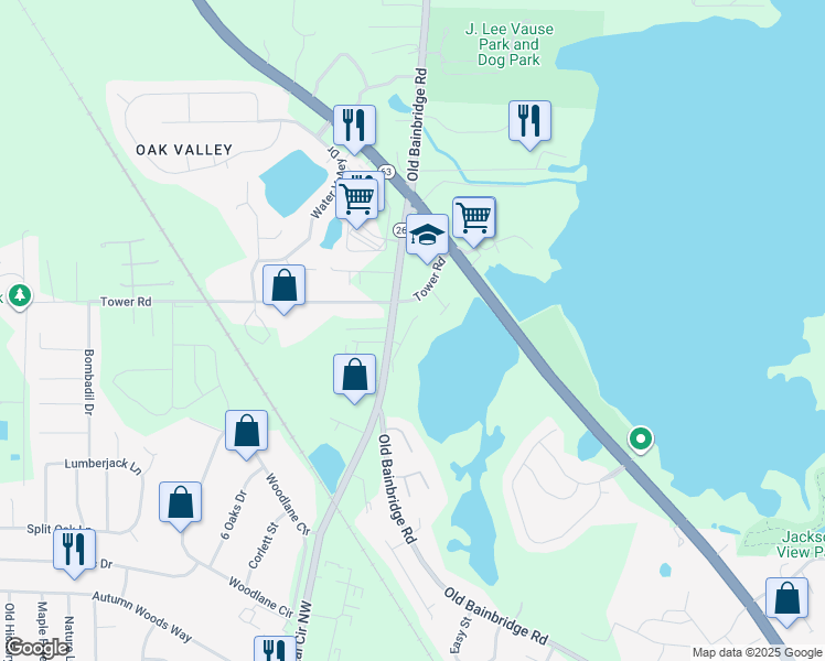 map of restaurants, bars, coffee shops, grocery stores, and more near 5463 Sombra Del Lago Drive in Tallahassee