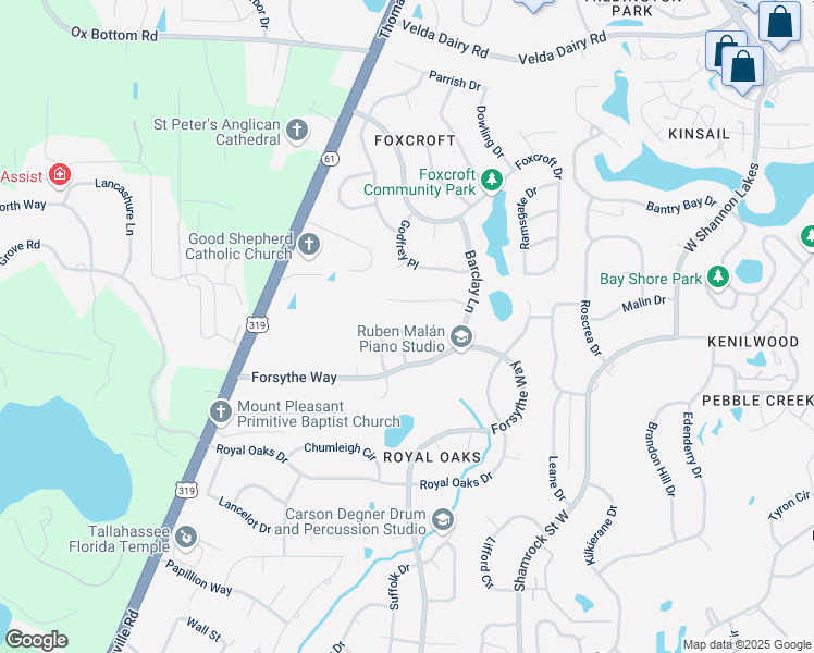map of restaurants, bars, coffee shops, grocery stores, and more near 4078 Forsythe Park Circle in Tallahassee