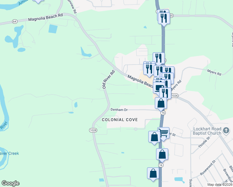 map of restaurants, bars, coffee shops, grocery stores, and more near 7573 C Carpenter Lane in Denham Springs