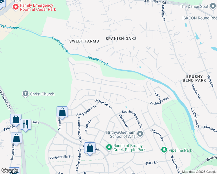 map of restaurants, bars, coffee shops, grocery stores, and more near 4108 Logan Ridge Drive in Round Rock