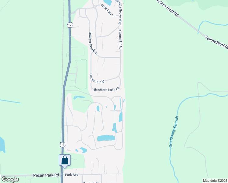 map of restaurants, bars, coffee shops, grocery stores, and more near 210 Bradford Lake Circle in Jacksonville