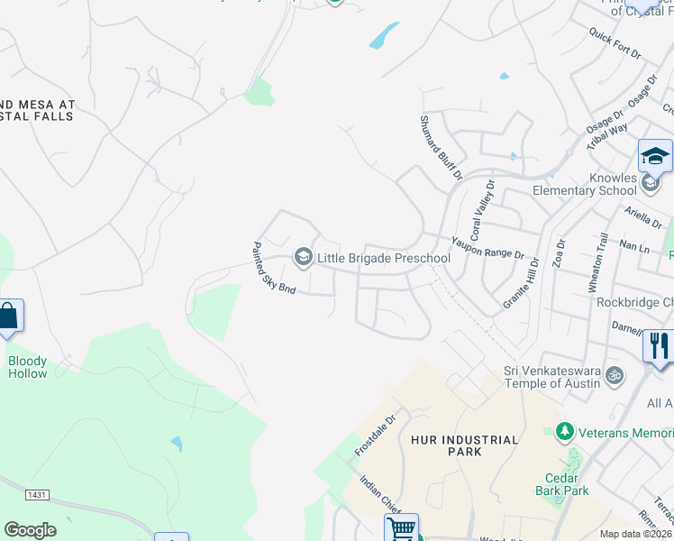 map of restaurants, bars, coffee shops, grocery stores, and more near 1808 South West Drive in Leander