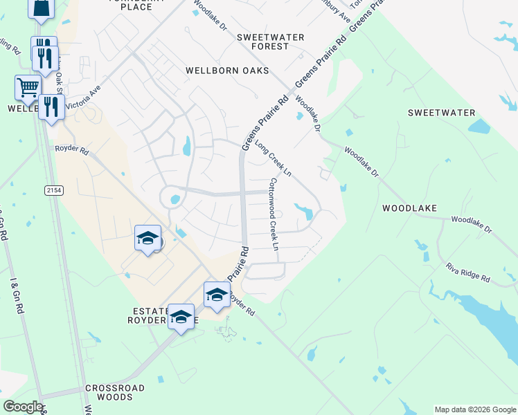 map of restaurants, bars, coffee shops, grocery stores, and more near 4008 High Creek Court in College Station