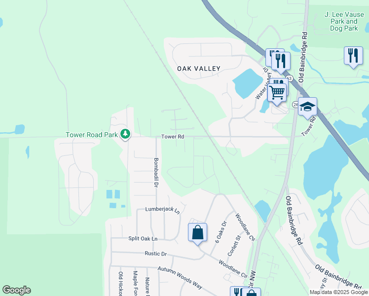 map of restaurants, bars, coffee shops, grocery stores, and more near 5505 Tower Road in Tallahassee