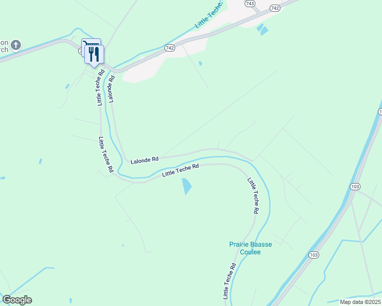 map of restaurants, bars, coffee shops, grocery stores, and more near Lalonde Road in St. Landry Parish