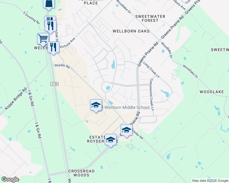 map of restaurants, bars, coffee shops, grocery stores, and more near 4012 Sunny Meadow Brook Court in College Station