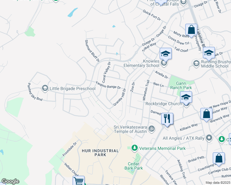 map of restaurants, bars, coffee shops, grocery stores, and more near 2313 Broken Wagon Drive in Leander