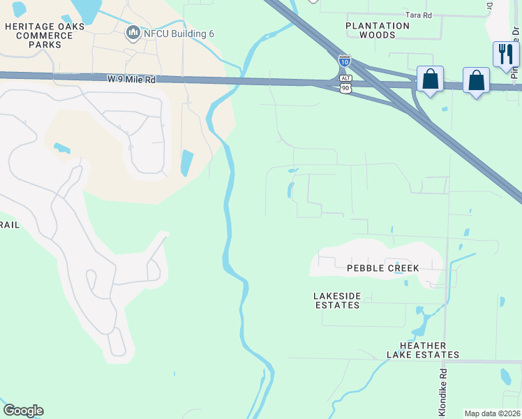map of restaurants, bars, coffee shops, grocery stores, and more near in Pensacola
