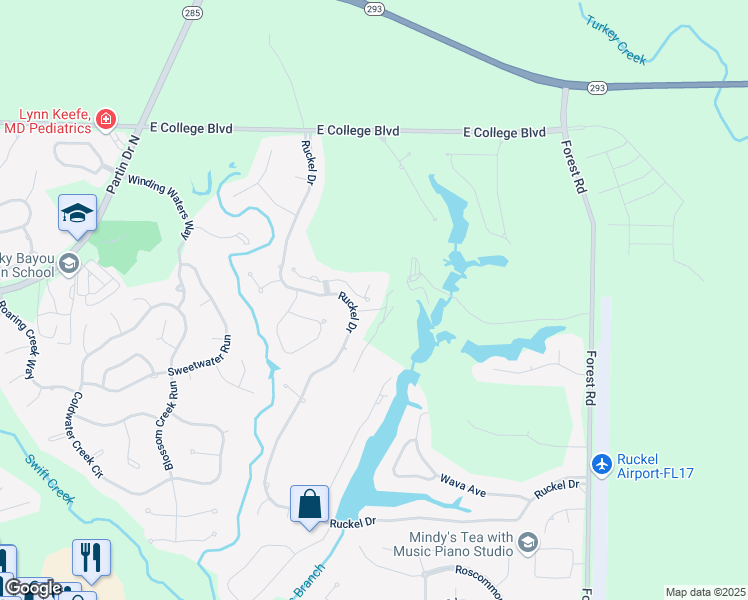 map of restaurants, bars, coffee shops, grocery stores, and more near 4156 Callaway Drive in Niceville