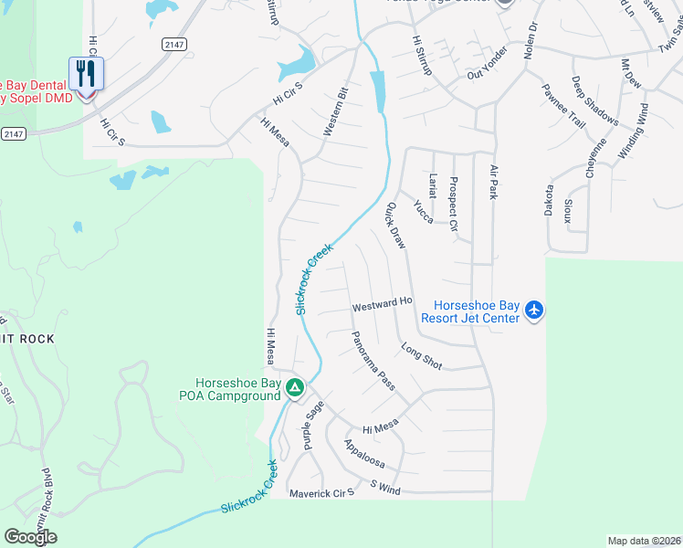 map of restaurants, bars, coffee shops, grocery stores, and more near 501 Fools Gold in Horseshoe Bay