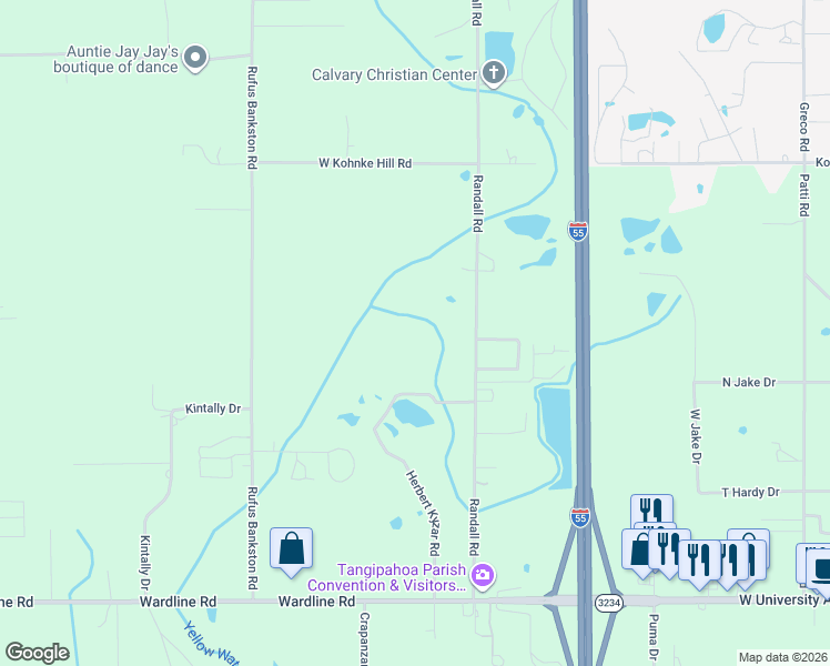 map of restaurants, bars, coffee shops, grocery stores, and more near 46275 Randall Road in Hammond