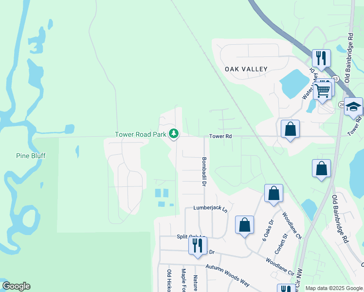 map of restaurants, bars, coffee shops, grocery stores, and more near 5820 Bombadil Ct in Tallahassee