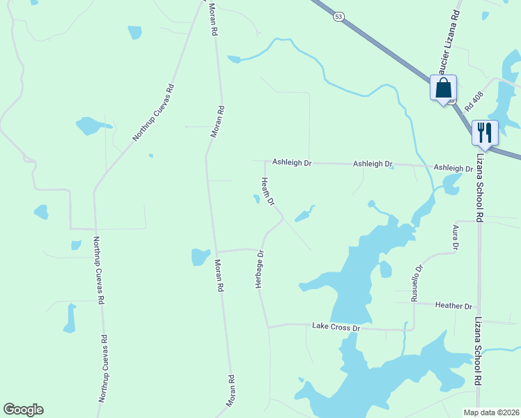 map of restaurants, bars, coffee shops, grocery stores, and more near 16543 Heath Drive in Gulfport