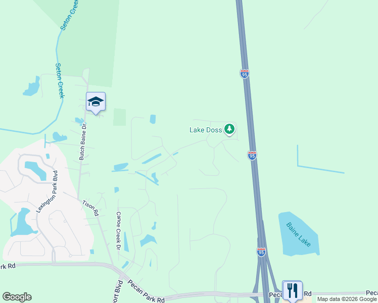 map of restaurants, bars, coffee shops, grocery stores, and more near 16045 Bainebridge Drive in Jacksonville