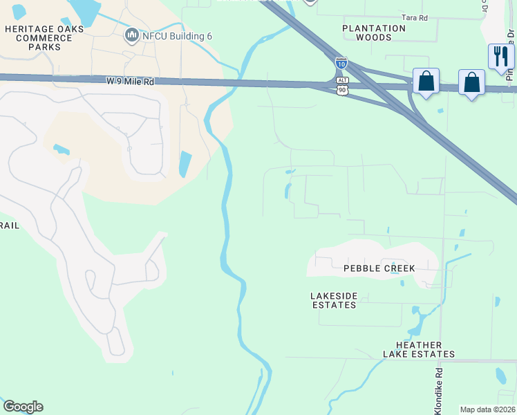 map of restaurants, bars, coffee shops, grocery stores, and more near in Pensacola