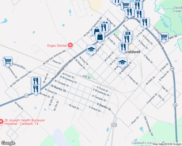 map of restaurants, bars, coffee shops, grocery stores, and more near 804 West Fawn Street in Caldwell