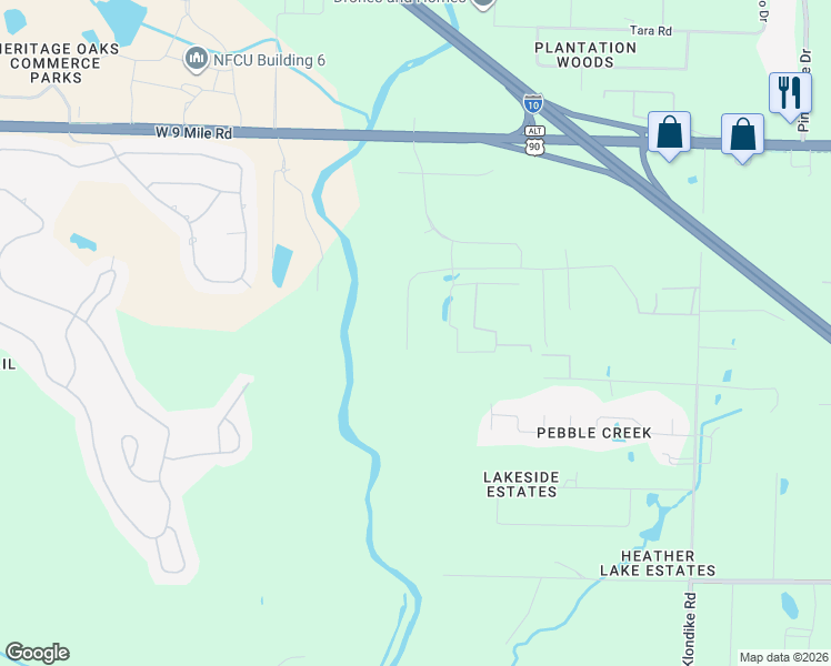 map of restaurants, bars, coffee shops, grocery stores, and more near 4444 Youpon Road in Pensacola