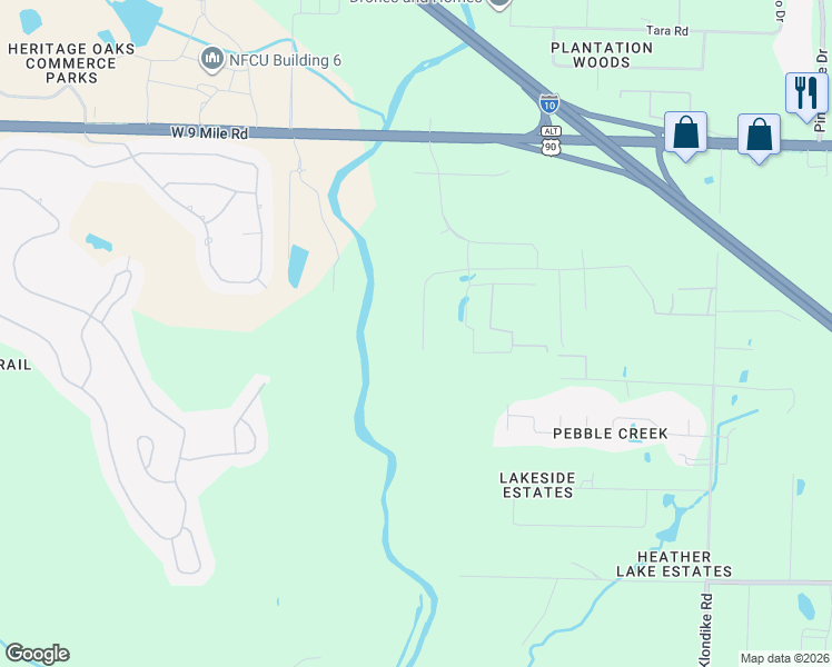 map of restaurants, bars, coffee shops, grocery stores, and more near in Pensacola
