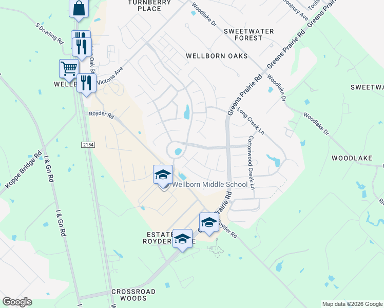 map of restaurants, bars, coffee shops, grocery stores, and more near 4012 Sunny Meadow Brook Court in College Station