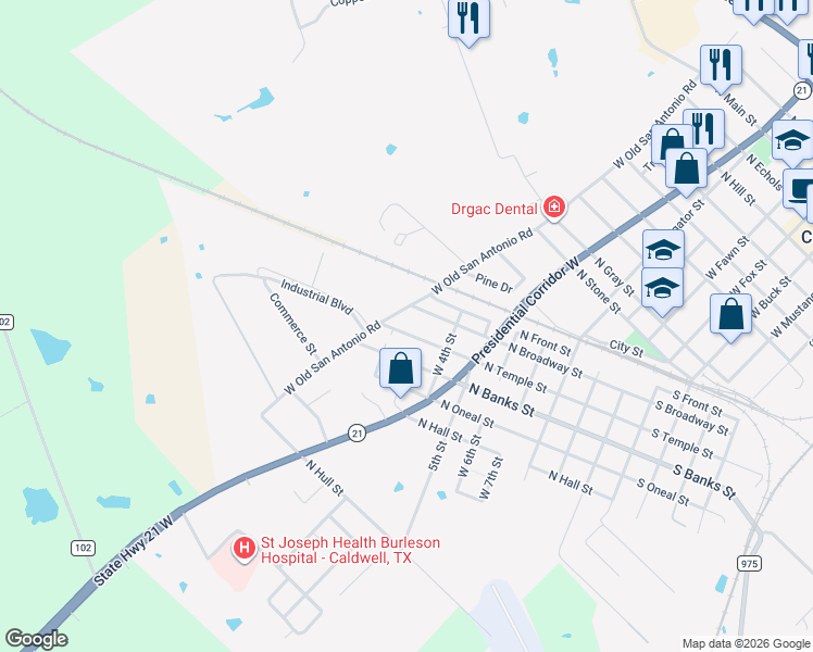 map of restaurants, bars, coffee shops, grocery stores, and more near 900 North Temple Street in Caldwell