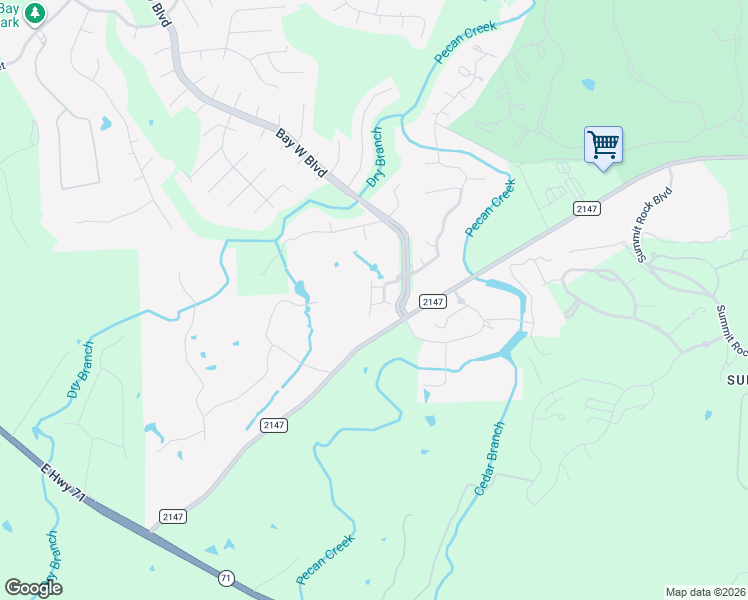 map of restaurants, bars, coffee shops, grocery stores, and more near 303 Enclave Circle in Horseshoe Bay