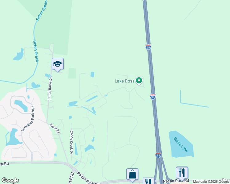 map of restaurants, bars, coffee shops, grocery stores, and more near 16045 Bainebridge Drive in Jacksonville