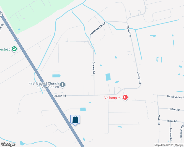 map of restaurants, bars, coffee shops, grocery stores, and more near 2836-3012 Cravey Road in Callahan