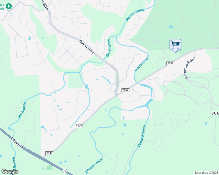 map of restaurants, bars, coffee shops, grocery stores, and more near 303 Enclave Circle in Horseshoe Bay