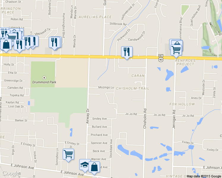 map of restaurants, bars, coffee shops, grocery stores, and more near 697 Mozingo Lane in Pensacola