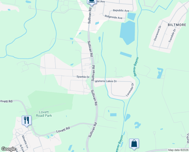 map of restaurants, bars, coffee shops, grocery stores, and more near 14520 Wisteria Lakes Drive in Baton Rouge