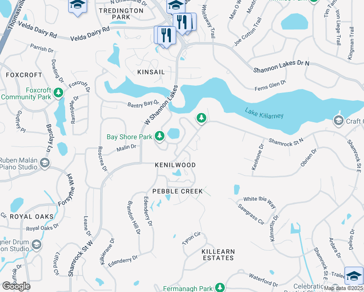 map of restaurants, bars, coffee shops, grocery stores, and more near 2978 Bay Shore Drive in Tallahassee