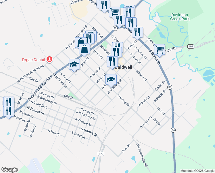 map of restaurants, bars, coffee shops, grocery stores, and more near 500 West Buck Street in Caldwell