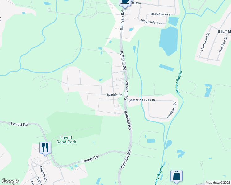 map of restaurants, bars, coffee shops, grocery stores, and more near 8585 Sullivan Road in Baton Rouge