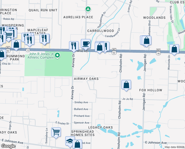 map of restaurants, bars, coffee shops, grocery stores, and more near 710 Mozingo Lane in Pensacola