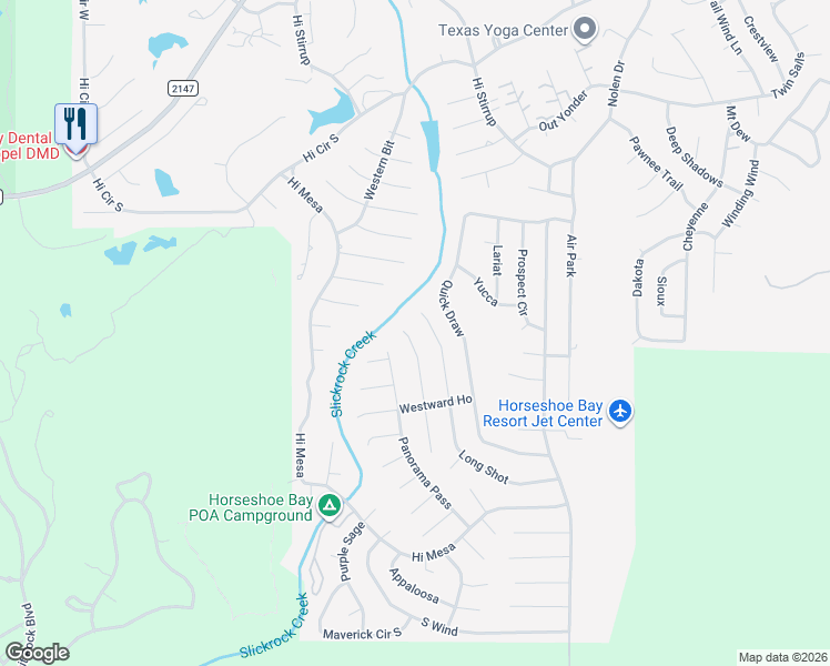 map of restaurants, bars, coffee shops, grocery stores, and more near 507 Silvermane in Marble Falls