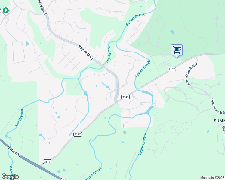 map of restaurants, bars, coffee shops, grocery stores, and more near 106 Enclave Circle in Horseshoe Bay