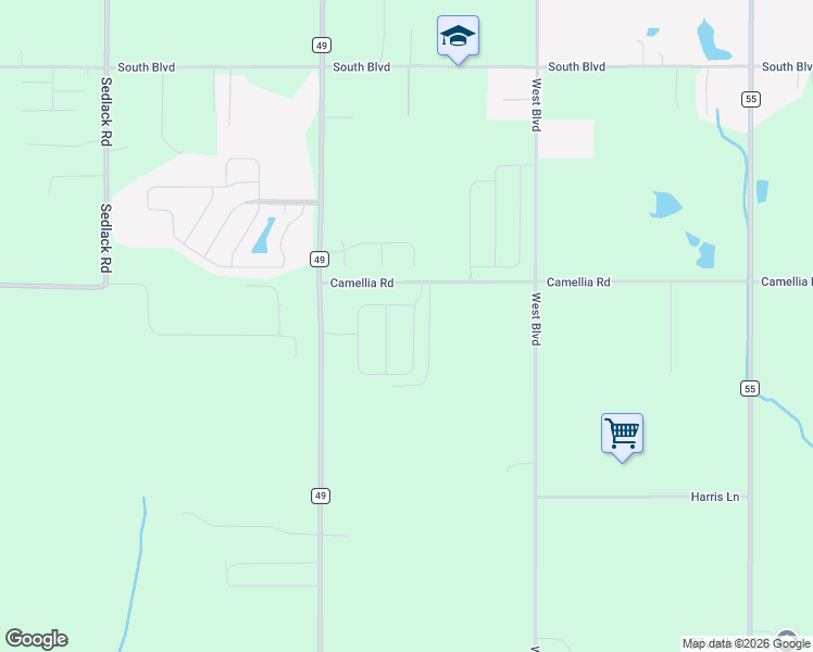 map of restaurants, bars, coffee shops, grocery stores, and more near 20848 County Road 49 in Silverhill