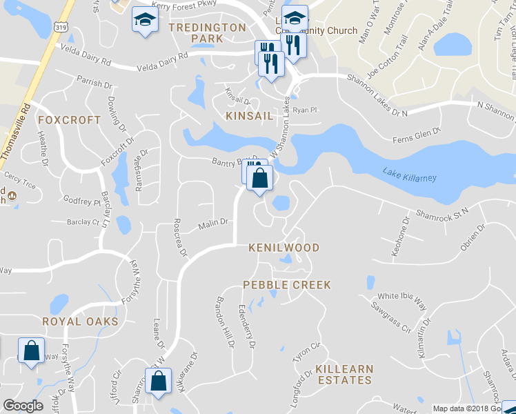 map of restaurants, bars, coffee shops, grocery stores, and more near 4475 Bay Shore Circle in Tallahassee