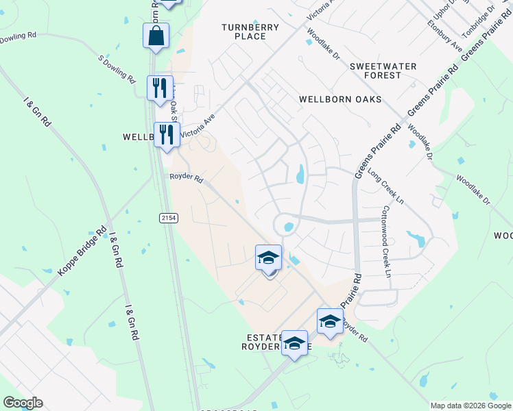 map of restaurants, bars, coffee shops, grocery stores, and more near 4214 Cripple Creek Court in College Station
