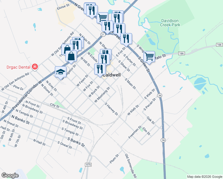 map of restaurants, bars, coffee shops, grocery stores, and more near 302 South Hill Street in Caldwell