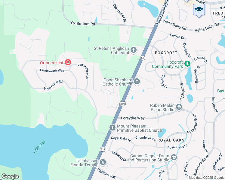 map of restaurants, bars, coffee shops, grocery stores, and more near 4501 Handsome Quarters in Tallahassee