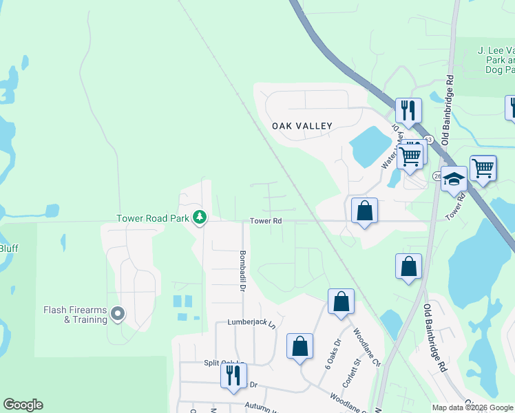 map of restaurants, bars, coffee shops, grocery stores, and more near 5568 Pleasant Pines Court in Tallahassee